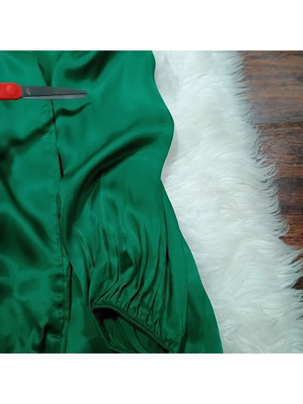 Zara Womens Green Satin Mini Dress M Long Sleeve Waist-Tie Wrap Design - Picture 10 of 10